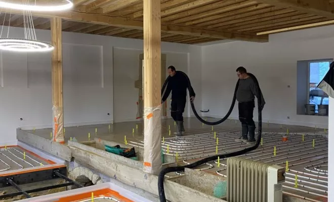  Chape liquide sur plancher chauffant Saône et Loire, Roanne, Chape Liquide Masson