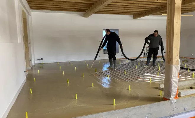  Chape liquide sur plancher chauffant Saône et Loire, Roanne, Chape Liquide Masson