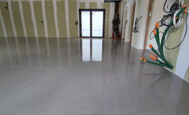 Coulage du chape anhydrite classic sur plancher chauffant à Violay, Roanne, Chape Liquide Masson