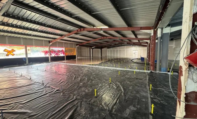Chape liquide à Privas : chantier Thermio Max 1 000 m² – Chape Liquide Masson, Roanne, Chape Liquide Masson